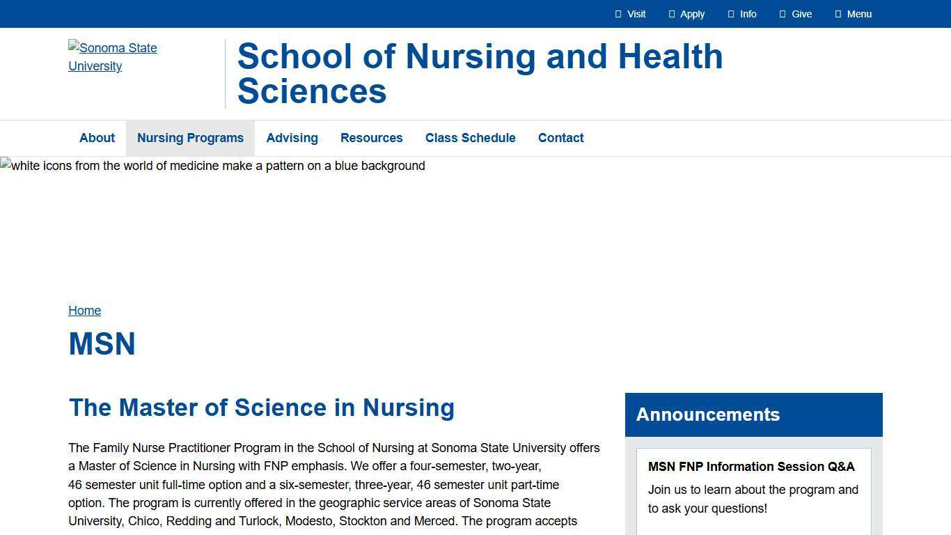 MSN School of Nursing and Health Sciences at Sonoma State University